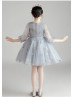 Gray Tulle Sparkly Flower Girl Dress